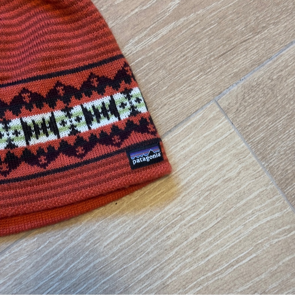 Patagonia Fair Isle Pom Beanie | Orange Pattern - Picture 2 of 5